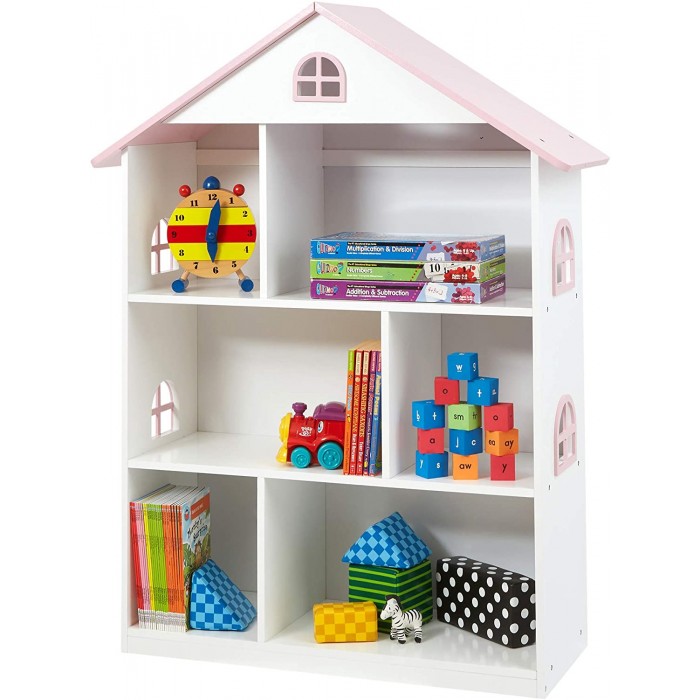 Biblioteca Casuta Etajera cu ferestre si mansarada DollHouse Bookcase  MDF Liberty House 